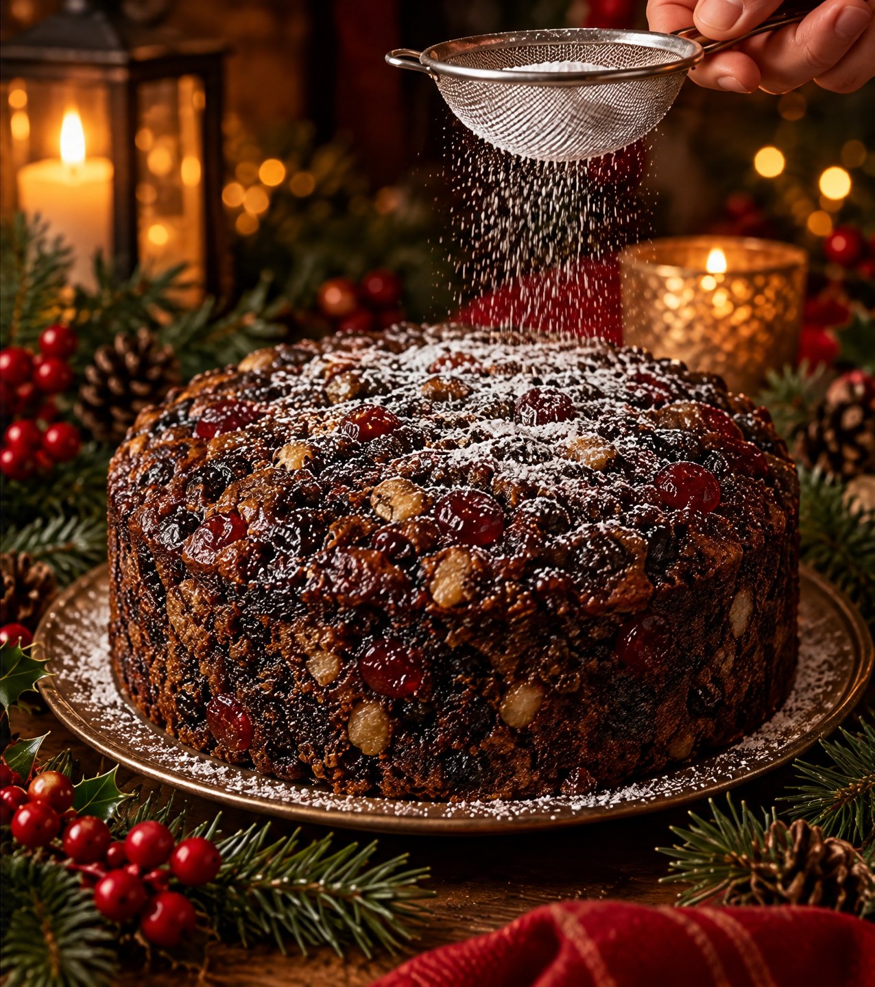 Gift-boxed Christmas fruit cake dusted with icing sugar, gift cake Gauteng